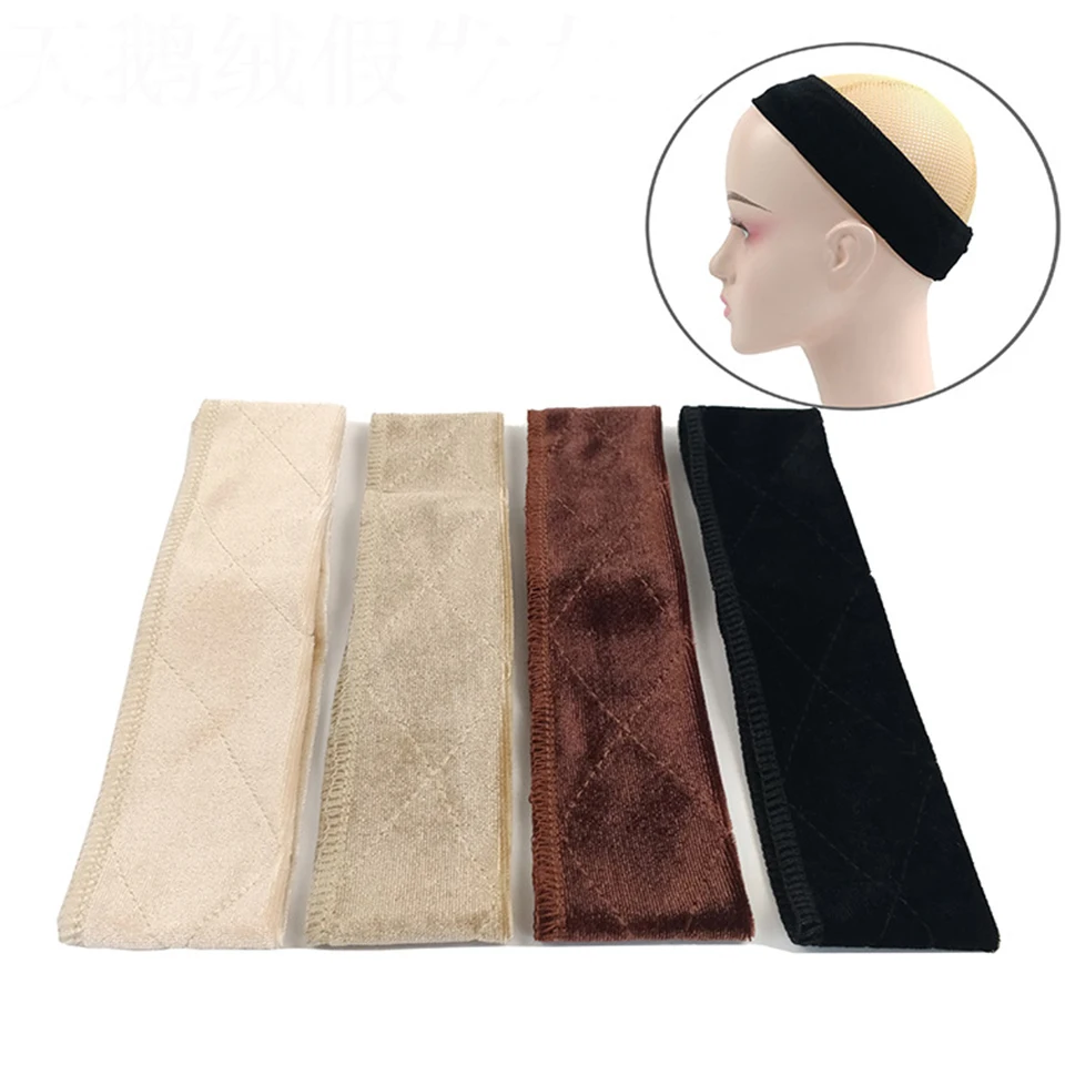 1-2 Stuks Vrouwen Dubbelzijdig Girp Elastische Haarband Verstelbare Zachte Fluwelen Headwrap Wiggery Accessery Non Slip Pruik Band