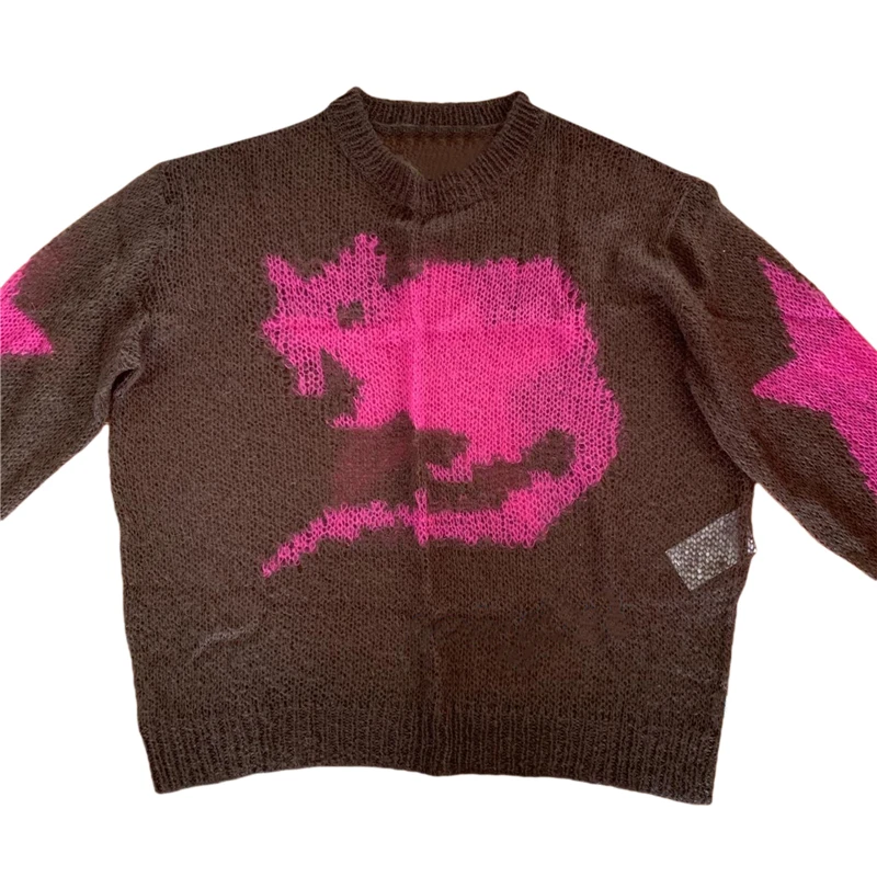 Sweater Pentagram Pattern Long Sleeve Tops y2k Aesthetic Grunge Fairycore Hollow Out Crochet Clothes 2000s Knitwear 14 Sweater Pentagram Pattern Long Sleeve Tops y2k Aesthetic Grunge Fairycore Hollow Out Crochet Clothes 2000s Knitwear