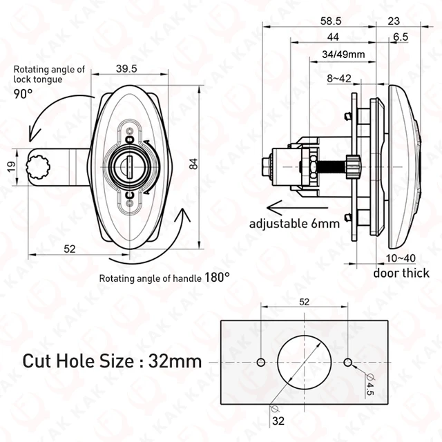 Kak Rv Szekrényzáras Lactorhome Pótkocsi Kabin Ajtó Zár Fiókos Vízálló Postafiók Szekrények Biztonsági Bútorok Hardver - Image 6