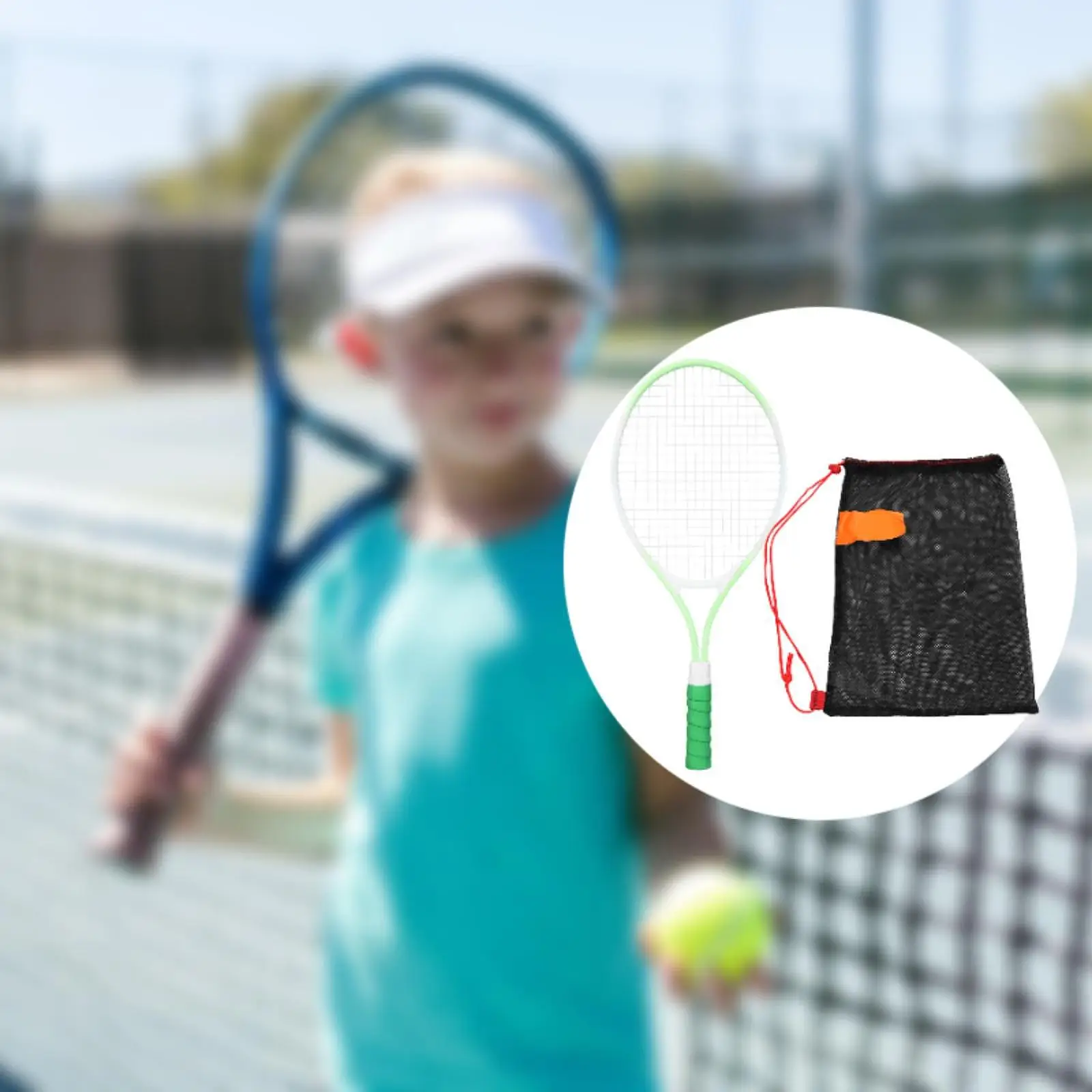 Kids Tennis Racket 21 inch Professional Iron Alloy Frame Nonslip Grip Tennis Equipment Racquet for Park Recreational Backyard