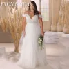 EVON BRIDAL Elegant Plus Size Wedding Gowns Spaghetti Straps A-Line Tulle Bride Gown Custom Made Lace Applique Bridal Dress 3