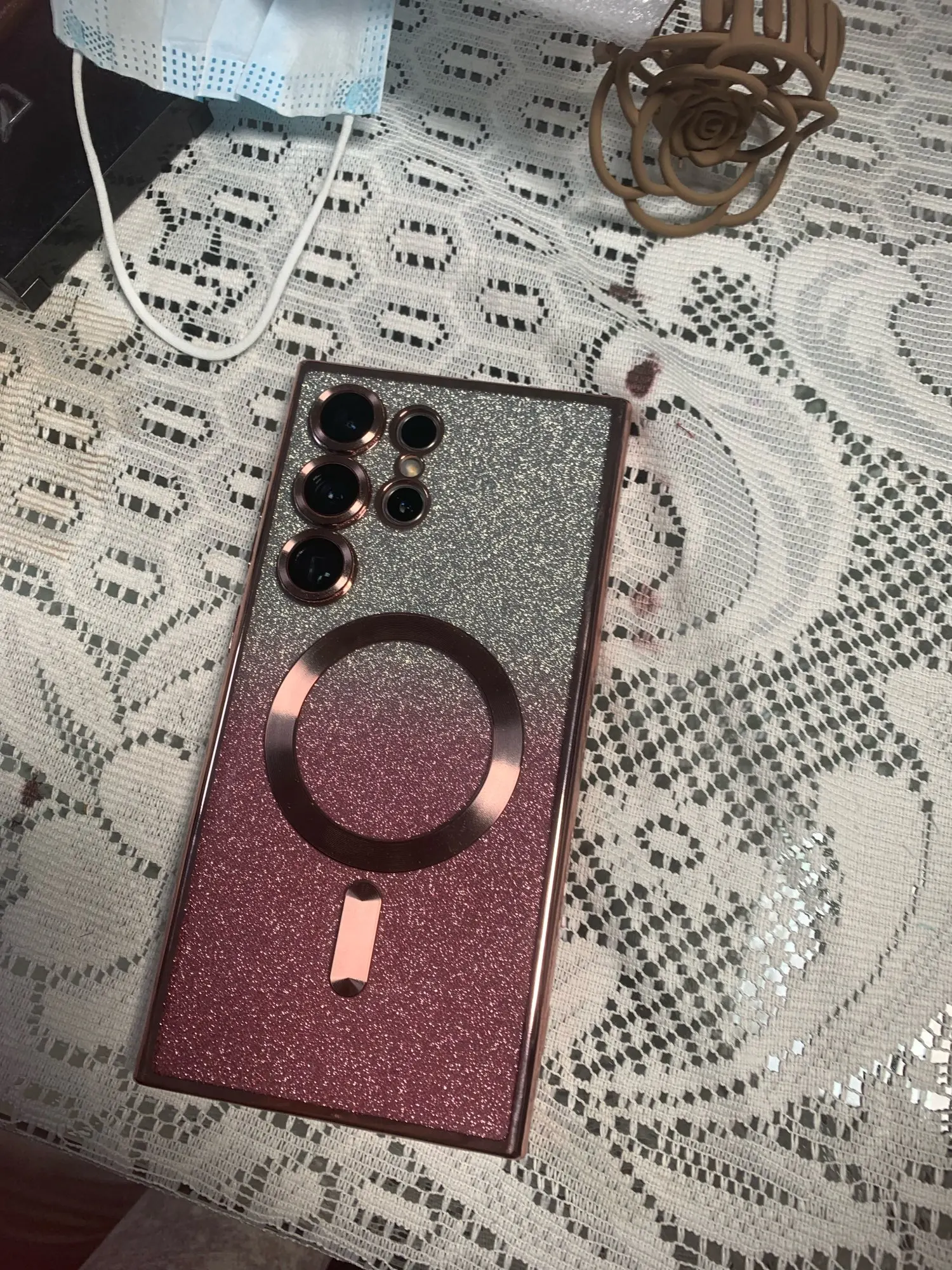 Glitter Luxury Magnetic Woman Case For Magsafe For Samsung Galaxy S24 S23 S22 Ultra Plus Accessories Wireless Charging Cover photo review
