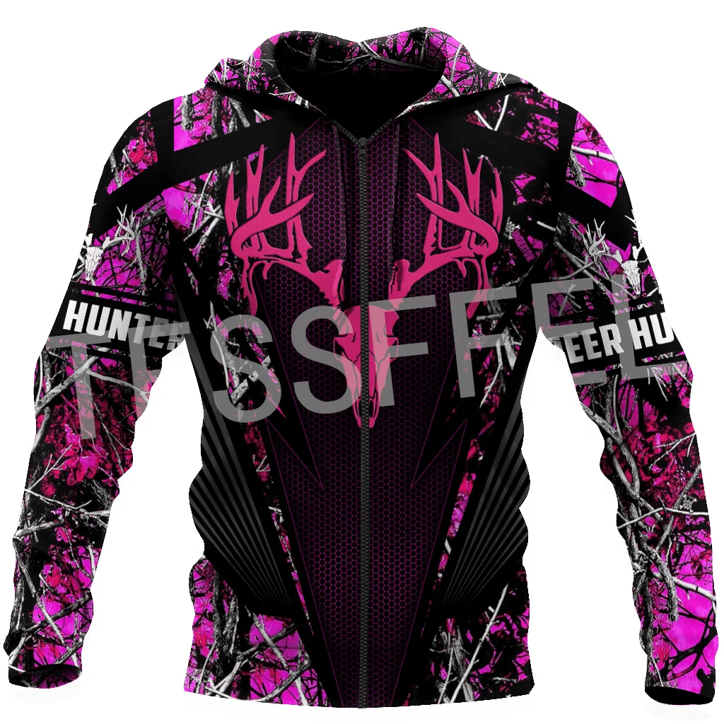 Custom Name Deer Hunting Animal Bow Hunter Camo Cosplay Tattoo Retro Tracksuit 3DPrint Harajuku Casual Pullover Jacket Hoodies P
