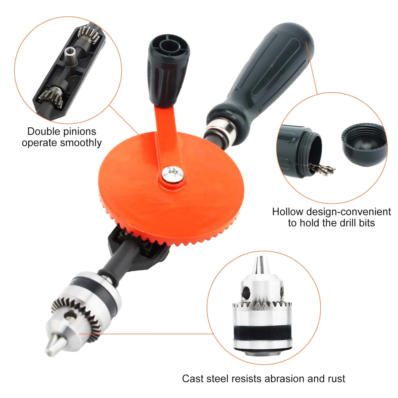 Trapano A Mano Housolution 3/8" - Set Con Punte Per Legno E Plastica - Foto 8