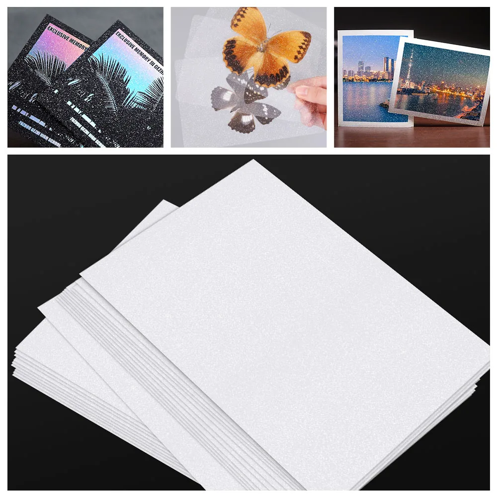 Lamination Film 50 Sheets Adhesive Glitter Cold Laminating Film for DIY