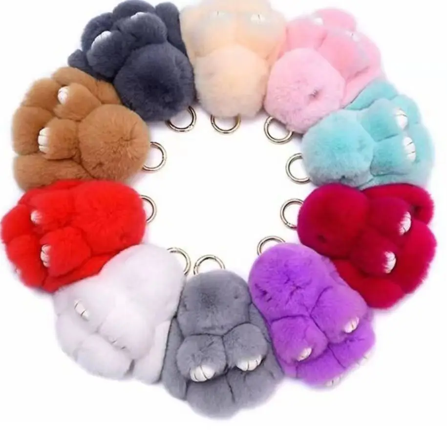 Mini Rabbit Keychain Rabbit Plush Ball Keychain Women's Bag Decoration Pendant Car Key Accessories Plush Doll Plush Toy Girl Gif