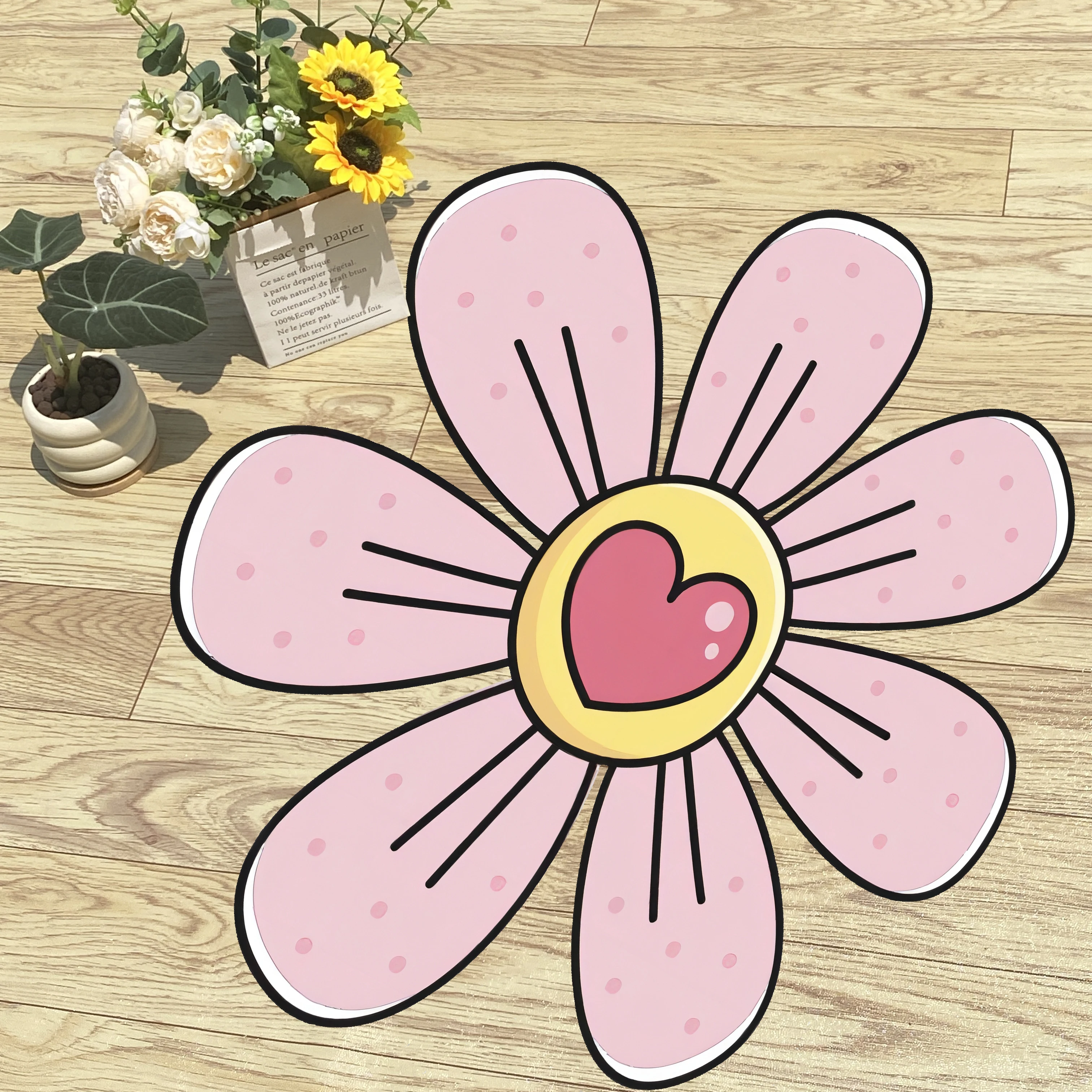 

Love Pink Soft Carpet Flannel Carpet Digital Printing Technology Simple Housewarming Gift Custom Non-slip Decorative Carpet