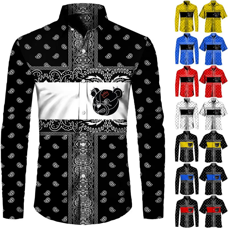 

Chic Paisley Graphic Turn-down Collar Men's Hawaiian Shirts Cashew Flower Print Short/Long Sleeve Tops Fashion Couple Streetwear