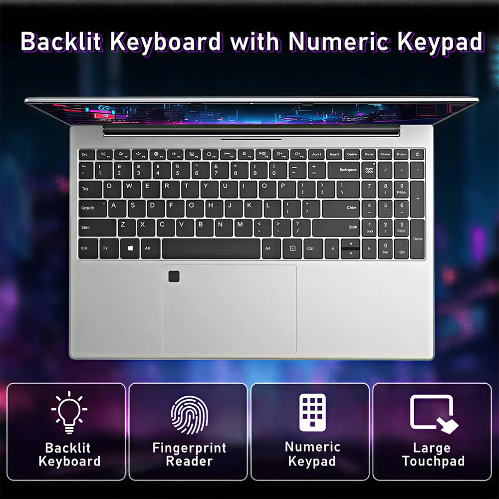 Fingerprint Unlock 15.6" Intel Core i9 10980HK Computer Windows 11 Pro 16GB DDR4 1TB SSD Notebook PC Portable Laptops Gaming - immagine 4