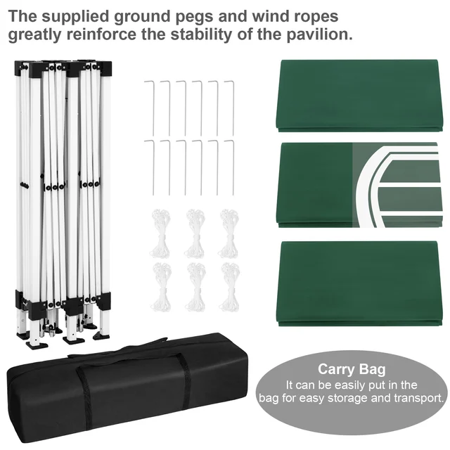 Gazebo Da Giardino WOLTU 3x6m Pieghevole - Impermeabile Con Pareti Laterali, Protezione UV E Custodia, Beige - Foto 9