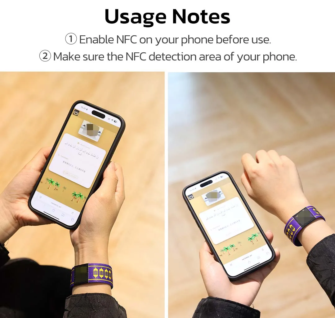 사우디 기념품 무슬림 기도 NFC 하디스 손목밴드, 하디스와 아야트 읽기 기능, 관광객 및 무슬림에게 적합, 사우디 종교 선물로 최적