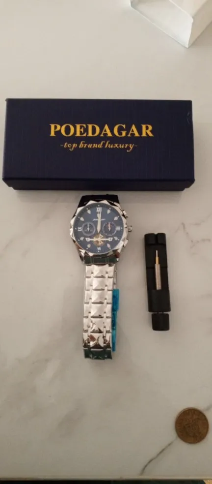 POEDAGAR Luxury Man Wristwatch Waterproof Luminous Chronograph photo review
