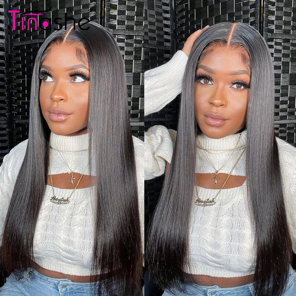 Human Hair Wig Lace Front Wigs Tinashe Ready To Go Lace Front Human Hair Wig Pre Plucked Bone Straight 200 250 Density 13x6 HD Frontal