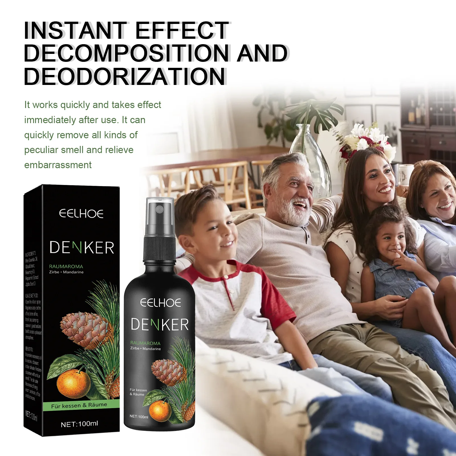 Eelhoe 100ml Air Freshener Mist Aromatherapy Home Fragrance Remove Odor Long Lasting Scent Indoor Bedroom Air Refreshing Spray