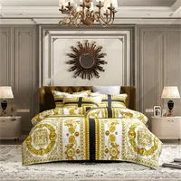 Ensemble de literie en tissu de coton à impression numérique, style moderne de luxe, housse de athlon, drap-housse en lin, taies d'oreiller, textile de maison 5