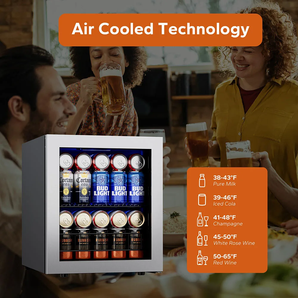 Ca'Lefort Stylish Small Beverage Refrigerator - 65 Can Capacity Cooler Mini Fridge for Ideal Home Bar Use and Efficient Storage 5