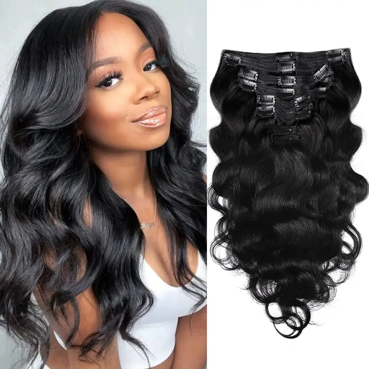 Virgin clip on Hair extensions 100 gram sets! Amazon.com : Clip in Hair Extensions Real Human Hair 100  main image 3
