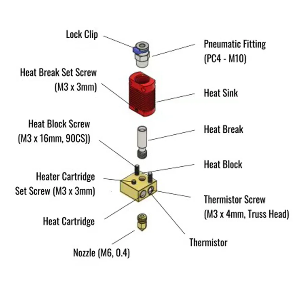 Хотенд MK8 для 3D-принтерів Creality CR10, Ender-3, -3S, -3 Pro (RED)