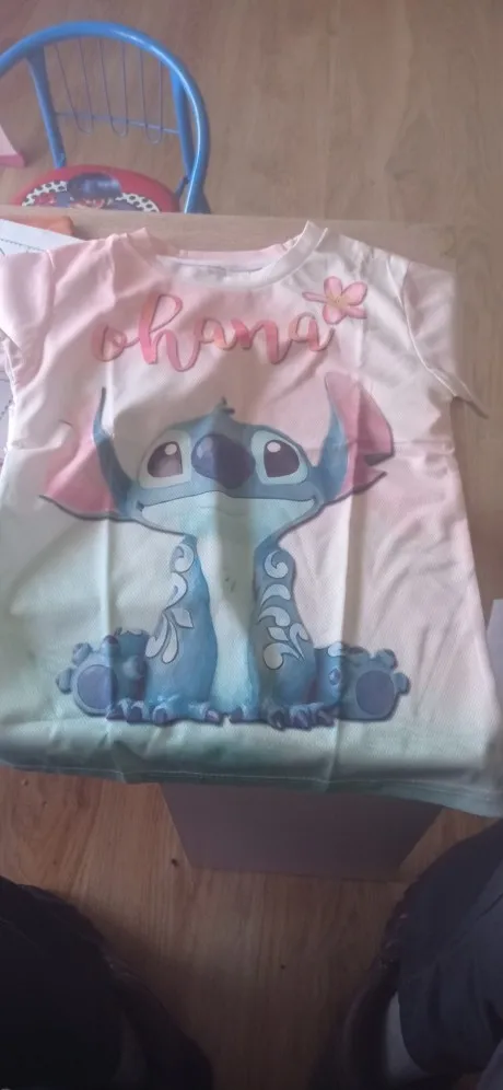 2024 Disney Stitch Children Boys Girls T Shirts Summer Short Sleeve Kids Stich Tops Tees Cartoon Casual Kids Clothes photo review