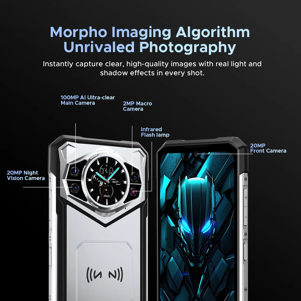Versione globale DOOGEE S200 Telefono robusto 5G Display da 6,72" 120Hz 12GB 256GB 100MP AI Fotocamera principale Batteria da 10100mAh Smartphone NFC - immagine 4