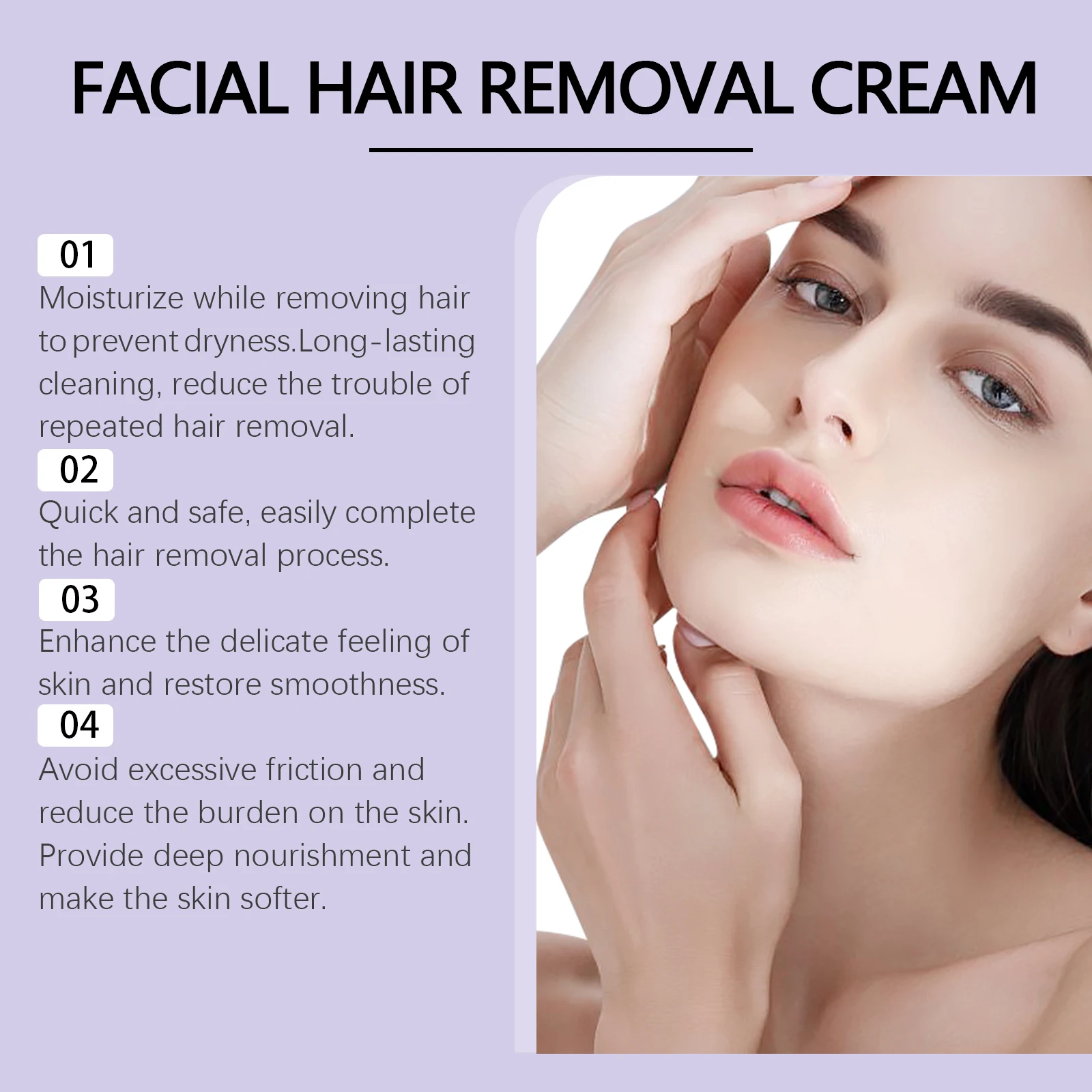 EELHOE Face Hair Removal Cream Lasting Moisturizing Non-irritating Pore Shrink Smoothing Softening Facial Hair Removal Cream