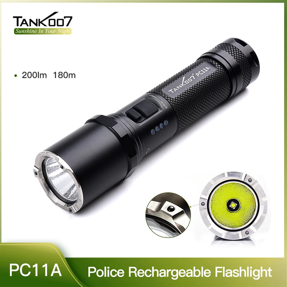 

TANK007 PC11A High Power Police Flashlight USA LED Light Torchlight USB Charging Rechargeable Battery Waterproof Fashing