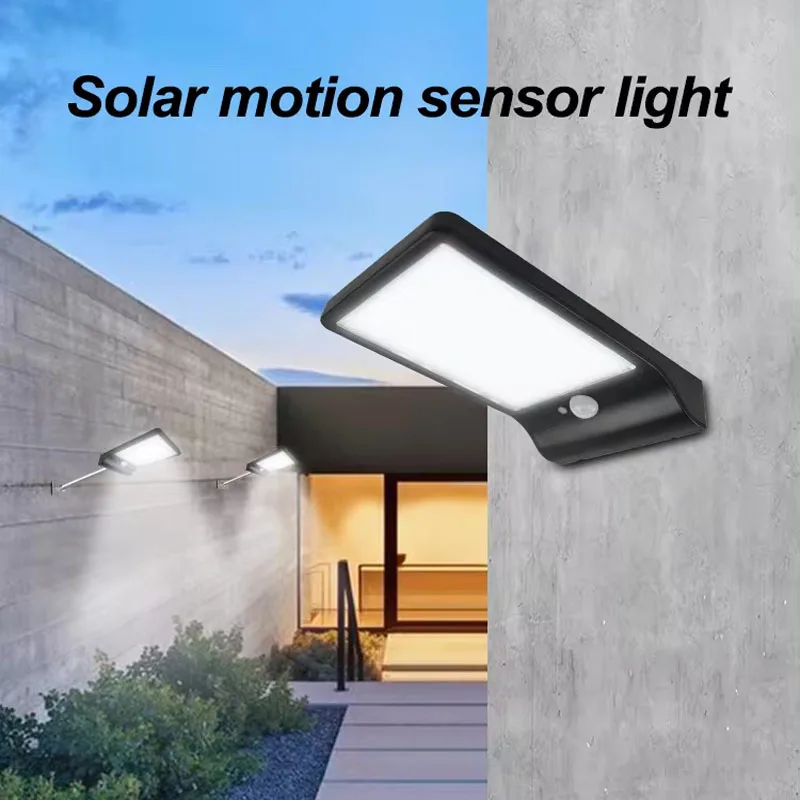 Description Picture 2 of item48leds solar street wall lights 450LM 3.5W led solar motion PIR sensor DIM lights Aluminum with pole remote for garden garage
