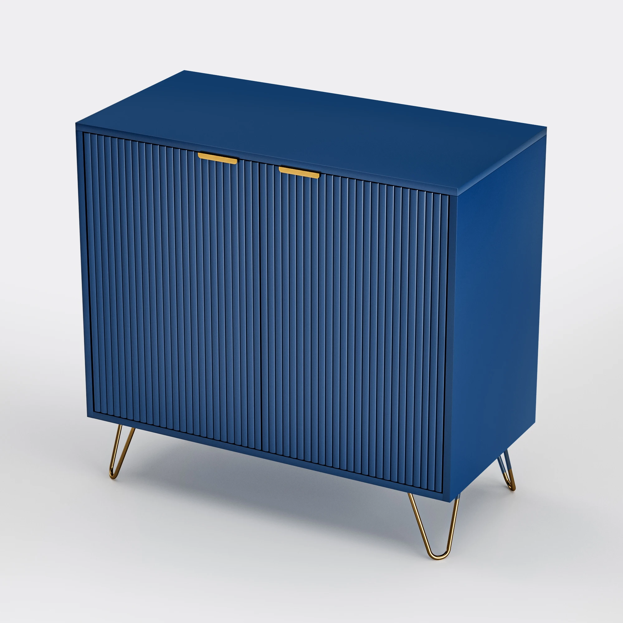 Superaly 80×40×78cm Sideboard mit Doppeltüren, Aufbewahrungsmöbel, Küchenschrank mit goldfarbenen Beinen und zweistufigen Regalen – Detail 9