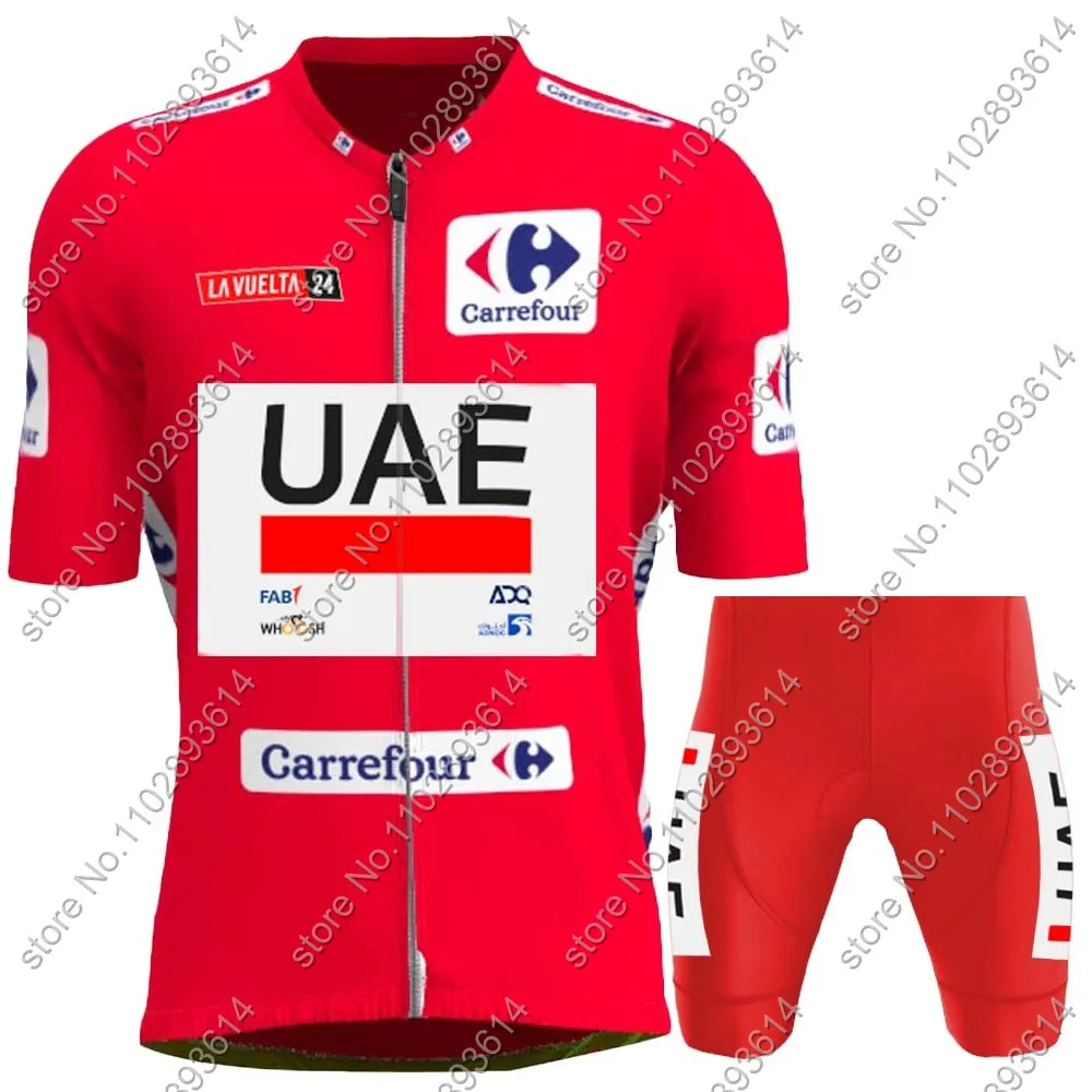 Red UAE Cycling Jersey 2024 Set Spain Tour Short Sleeve Summer Clothing Mens Road Bike Shirts Suit Bicycle Bib Shorts MTB Ropa 5
