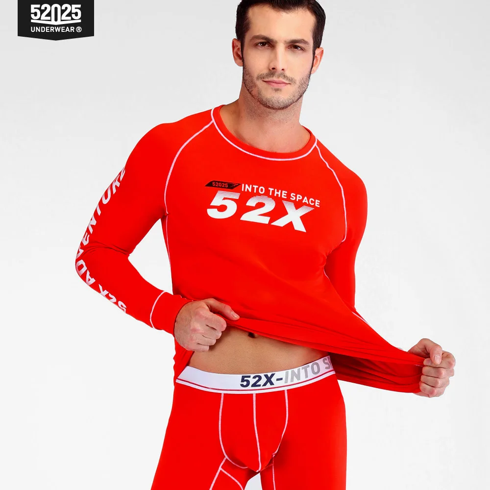 52025 Men Thermal Underwear Warm Cotton Thermal Underwear Set Winter Fleece Long Johns Fashionable Men Thermal Underwear