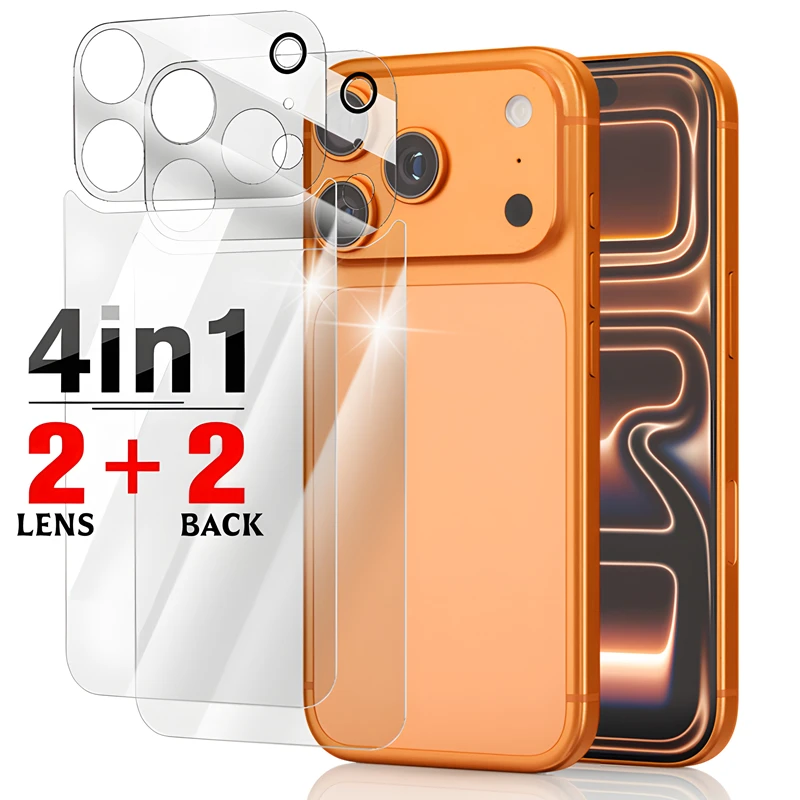 Premium 4-in-1 Tempered Glass Back Protector with 9H Camera Lens Film