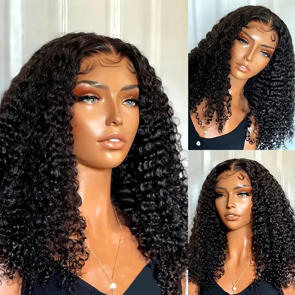 Deep Wave Bob Wig Remy Human Hair Short Bob 13x4 Transparent Lace Front Wig Loose Curly Lace Frontal Brazilian 200% Density