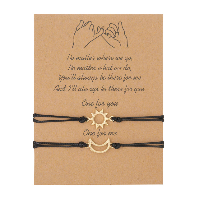 Heart Sun Moon Charm Bracelets For Women Men Handmade Braided Rope Adjustable Bracelets Couple Friendship Jewelry Gift