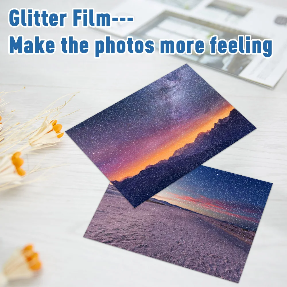 Lamination Film 50 Sheets Adhesive Glitter Cold Laminating Film for DIY