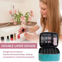 Nail Polish Organizer Handheld Double Layer CosmeticOrganizer Tote Bag For Girls And Women Nail Art, EssentialOil, Cosmetic Set 5