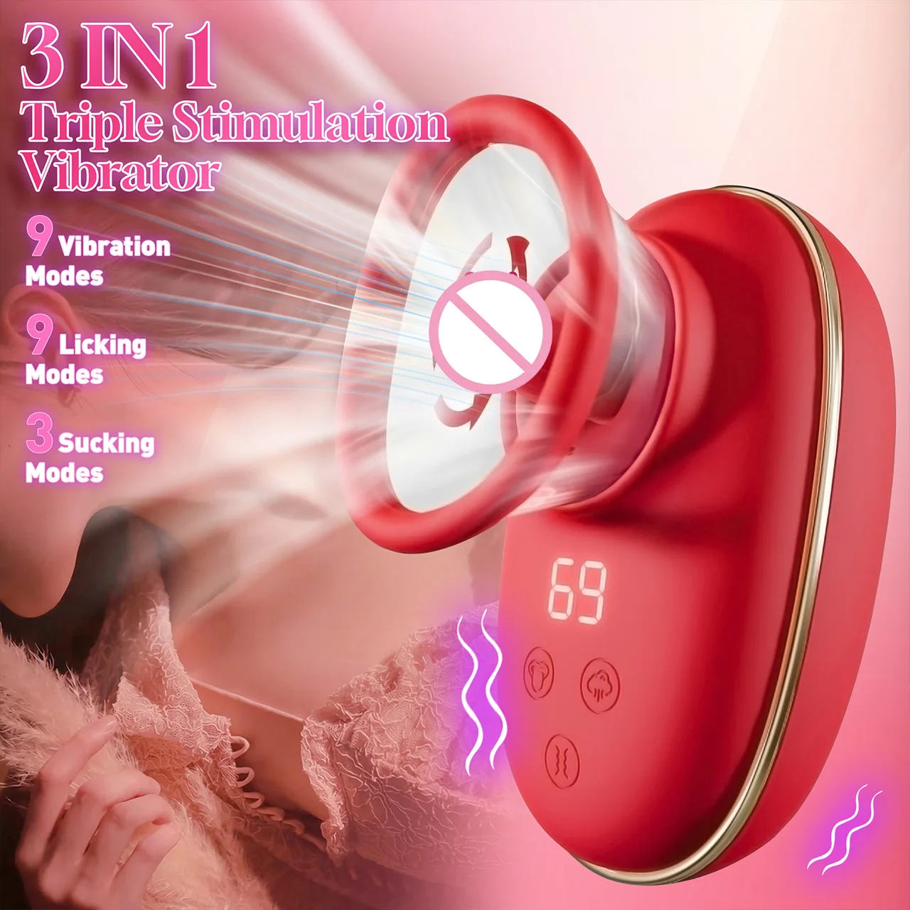 Clitoral Vibrator Sucking Licking Vibrating Tongue Female Sex Toy Breast Sucking Vaginal Stimulation Female Orgasm Adult Sex Toy