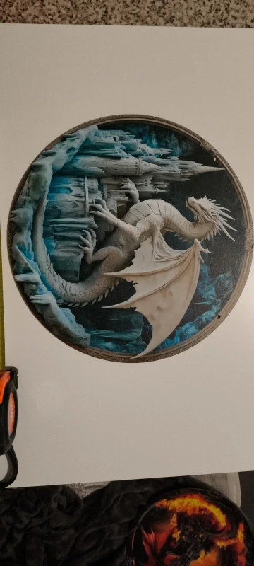 Disque décoratif dragon en bois 2D fantastique