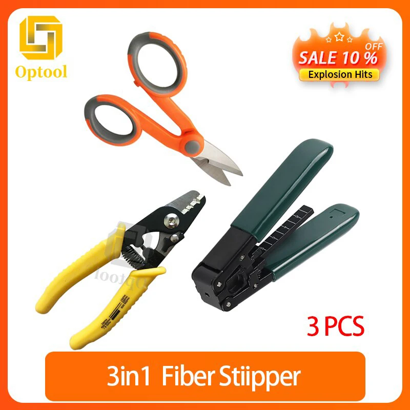 

3 Hole Fiber Optic Stripper FIS CFS-3 Leather Wire Pliers Kevlar Scissors Optical Wire Cable Stripping Tools Free Shipping