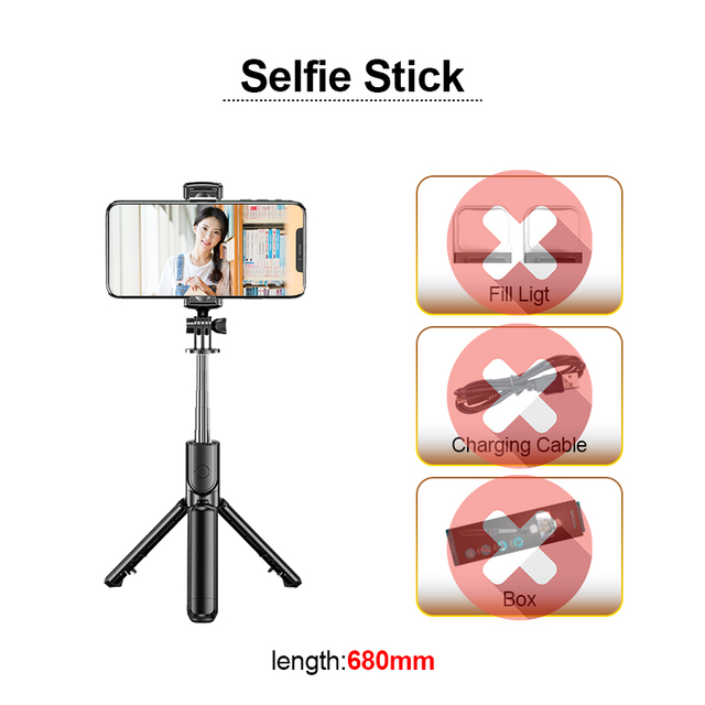 New Extended Bluetooth Wireless Selfie Stick Live Broacast Stand Holder Tripod Foldable With Fill Light For Smartphones
