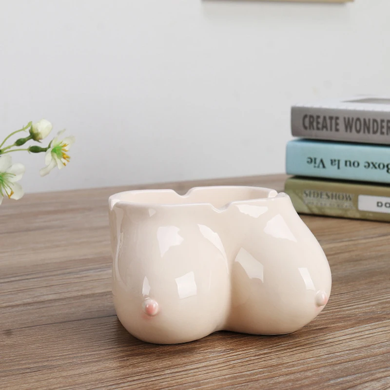 Ceramic Cigarette Ashtray Creative Funny Breast Body Art Ash Tray Living Room Ornaments Home Decoration Gift Man ceramic ashtray