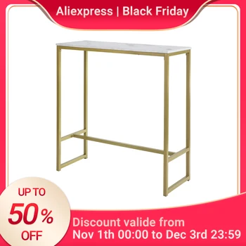 SoBuy FSB34-G Kitchen Breakfast Bar Table Dining Table Coffee Bar with Golden Metal Frame, W100 x D40 x H106cm