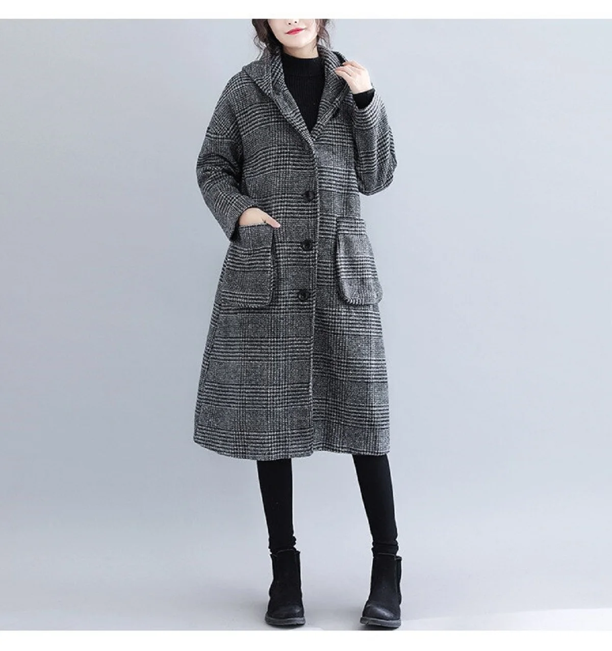 Ladies Woolen Long Jacket Coat Fall Winter Casual Female Women Warm Thick Long Sleeve Coat Windbreaker Overcoat Outwear