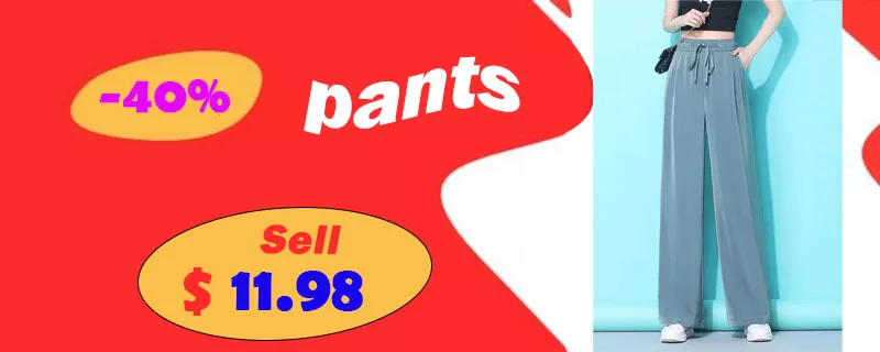 Spring and Autumn New Ladies Ice Silk Light Wide Leg Trousers Girl Solid Color High Waist Loose Wild Straight Casual Pants
