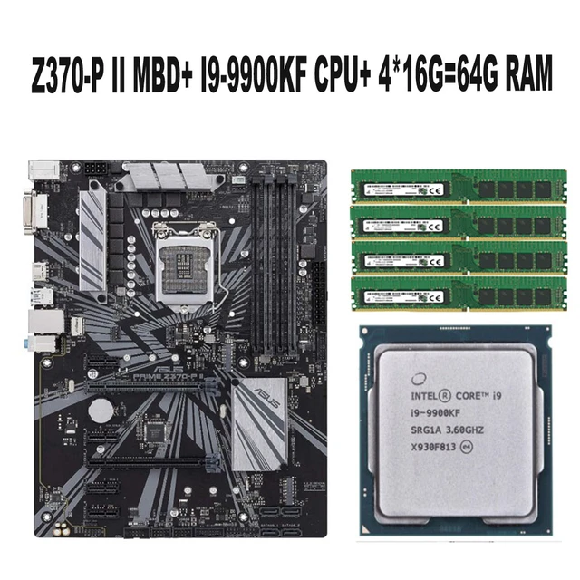 For Asus PRIME Z370-P II Motherboard + I9 9900KF 8C/16T 3.6Ghz 95W CPU