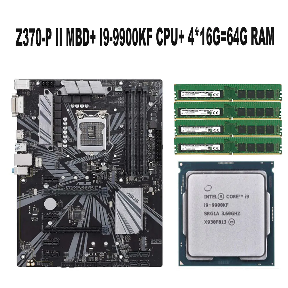 For Asus PRIME Z370-P II Motherboard + I9 9900KF 8C/16T 3.6Ghz 95W CPU ...