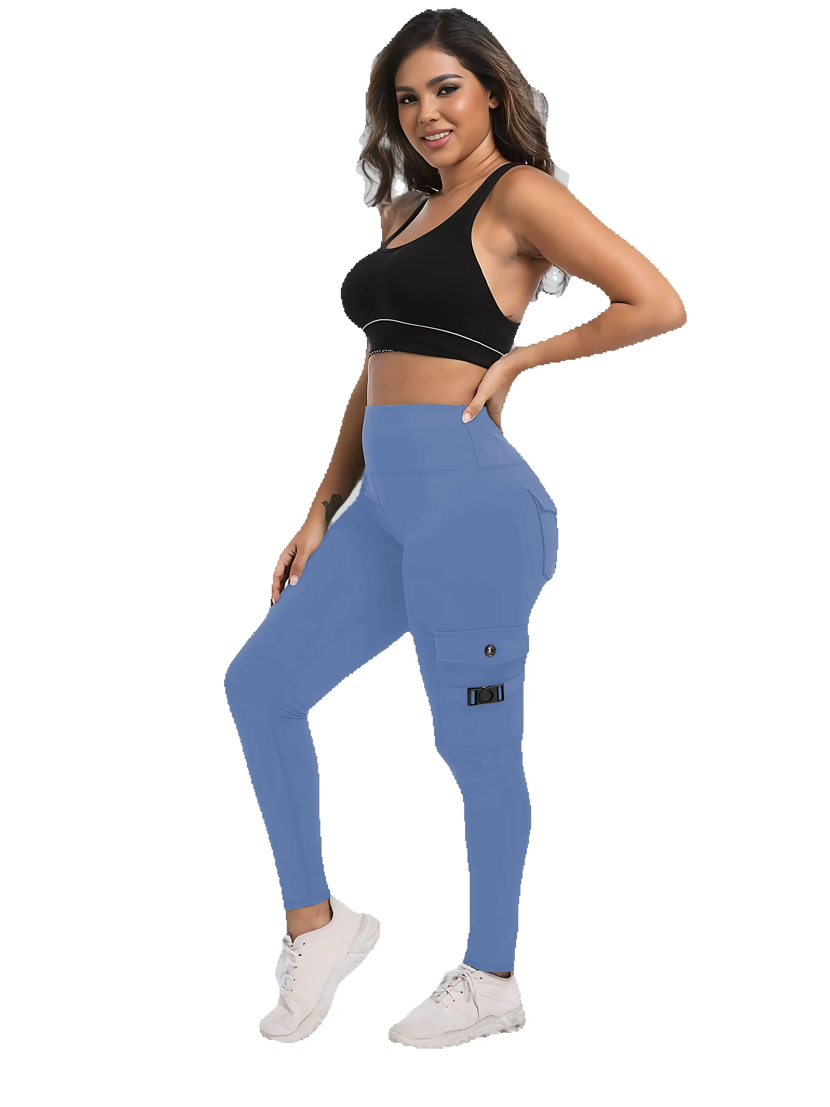 Fitness Women Yoga Leggings Pockets High Waist 4-Way Stretch Tummy Control Gym Clothing Woman Summer Sports Running Pilates
