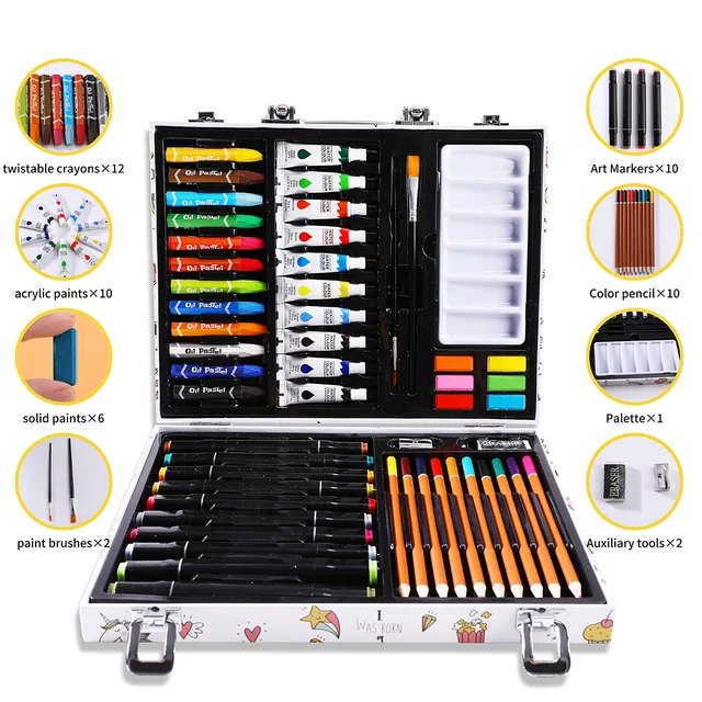 228Pcs Kids Drawing Set Suitcase Drawing kit Children Art Set Watercolor  Markers Crayons Art Painting Tools For Boys Girls Gifts - AliExpress