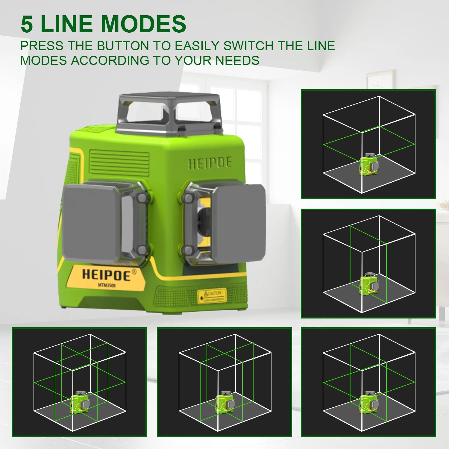 Heipoe 12 lines Green beam Self-leveling Vertical & Horizontal Laser Level with