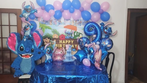 Disney-Conjunto de globos de Lilo & Stitch para fiesta de Cumpleaños de Niños, suministros de decoración para Baby Shower, regalos photo review