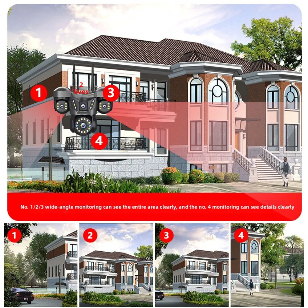 ANSVICAM 10K 20MP WiFi Outdoor IP Camera UHD Four Len Four Screen PTZ 16X Zoom ONVIF Security Cameras CCTV Wireless Surveillance 2